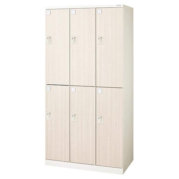『代引不可』『受注生産品』ライオン事務器 ロッカー ロカーナ 6人用 3列2段 内筒交換錠 W900×D515×H1790mm 木目シート LOC-C32-06EK『返品不可』