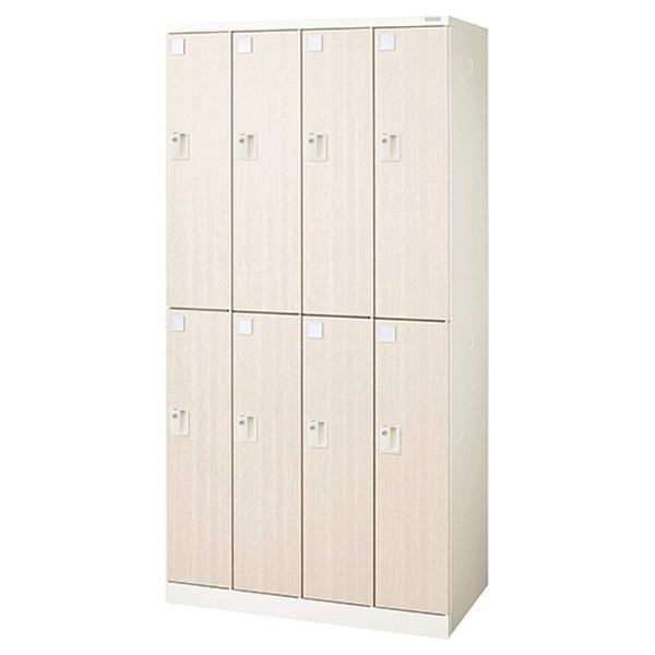 『代引不可』『受注生産品』ライオン事務器 ロッカー ロカーナ 8人用 4列2段 内筒交換錠 W900×D515×H1790mm 木目シート LOC-D42-08EK『返品不可』