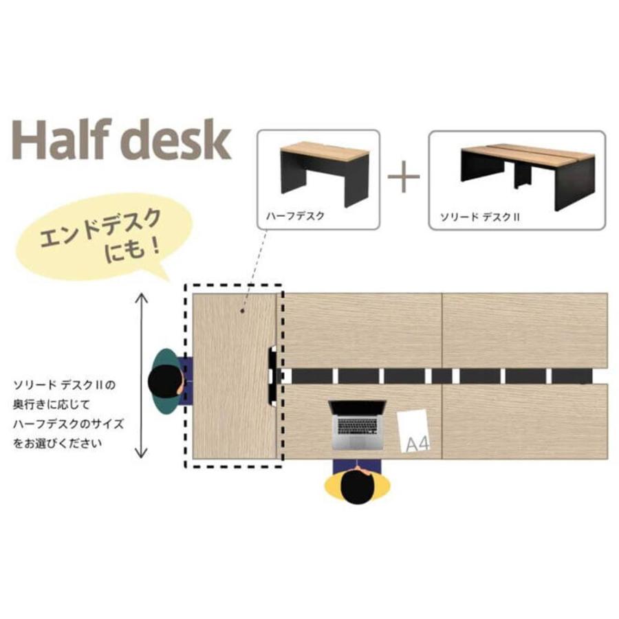 『代引不可』木製デスク ソリード フリーアドレス用ハーフデスク 増連 W1000×D700 RFTFH-1070ADWH-BL アールエフヤマカワ 『送料無料（一部地域除く）』_6