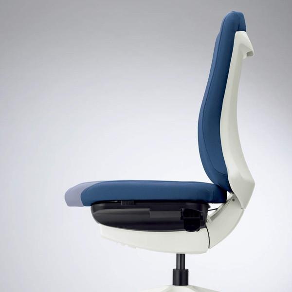 『代引不可』ライオン事務器 チェア バーサル ミドルバック ブラックシェル ブラック脚 サークルアーム 布張り ターコイズブルー No.3516F-K