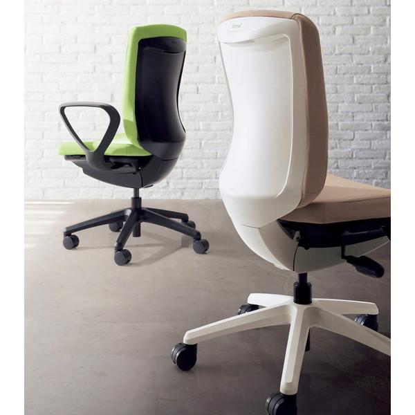 『代引不可』ライオン事務器 チェア バーサル ミドルバック ブラックシェル ブラック脚 サークルアーム 布張り ターコイズブルー No.3516F-K