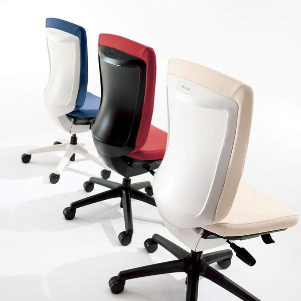 『代引不可』ライオン事務器 チェア バーサル ミドルバック ブラックシェル ブラック脚 サークルアーム 布張り ターコイズブルー No.3516F-K