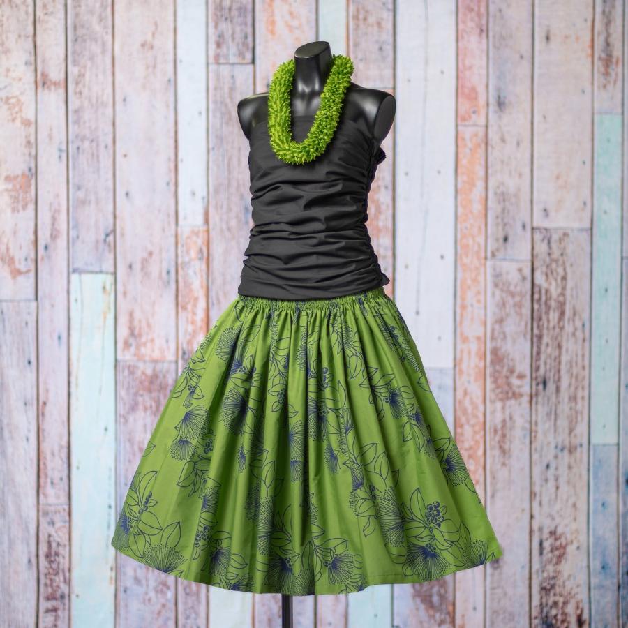 パウスカート レフア 抹茶 グリーン 75cm丈 フラダンス : キラ・ウエア