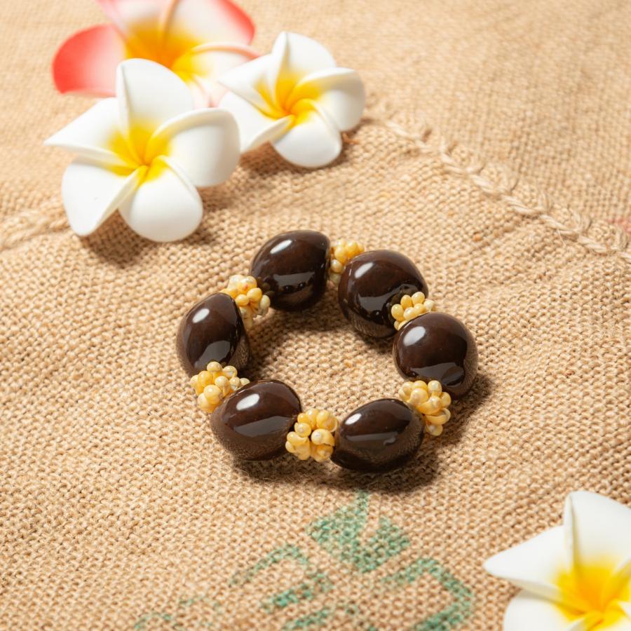 ハワイアンジュエリー ククイ ブレスレット ブラウン シェル ハワイ直