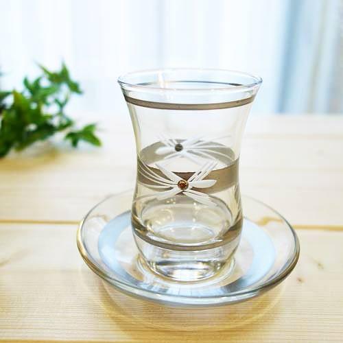 トルコ チャイグラス 耐熱ガラス カップ＆ソーサー 雑貨 土産 : Kilim