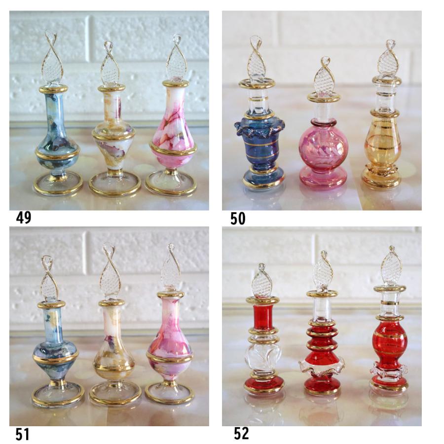 【50本】12~13㎝エジプト香水瓶 エジプトガラス香水瓶 小さいサイズ3本セット 送料無料【22K