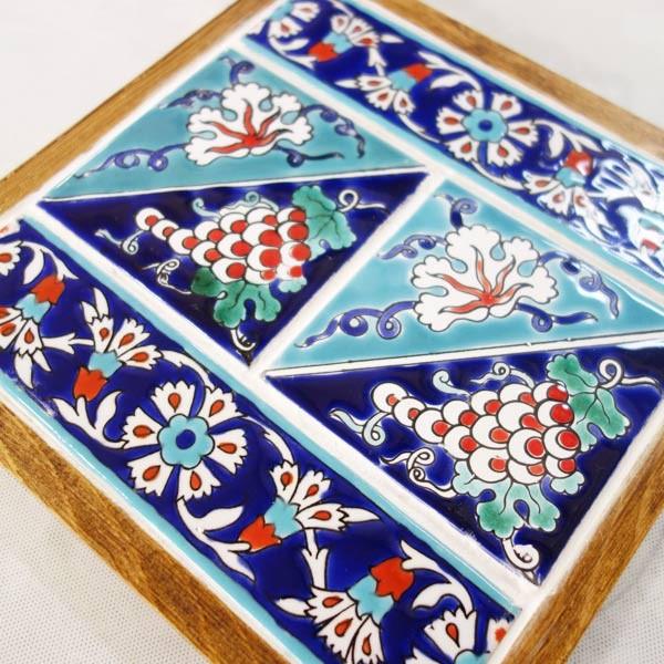 タイル 鍋敷き 花瓶敷き トレー ハンドメイド 手描き トルコタイル