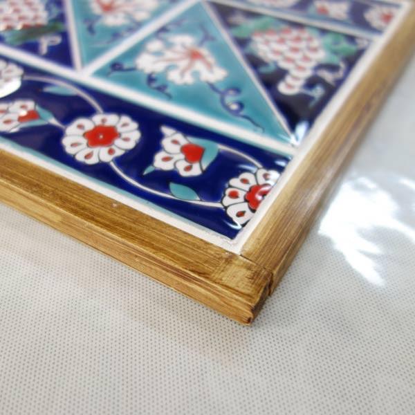 タイル 鍋敷き 花瓶敷き トレー ハンドメイド 手描き トルコタイル