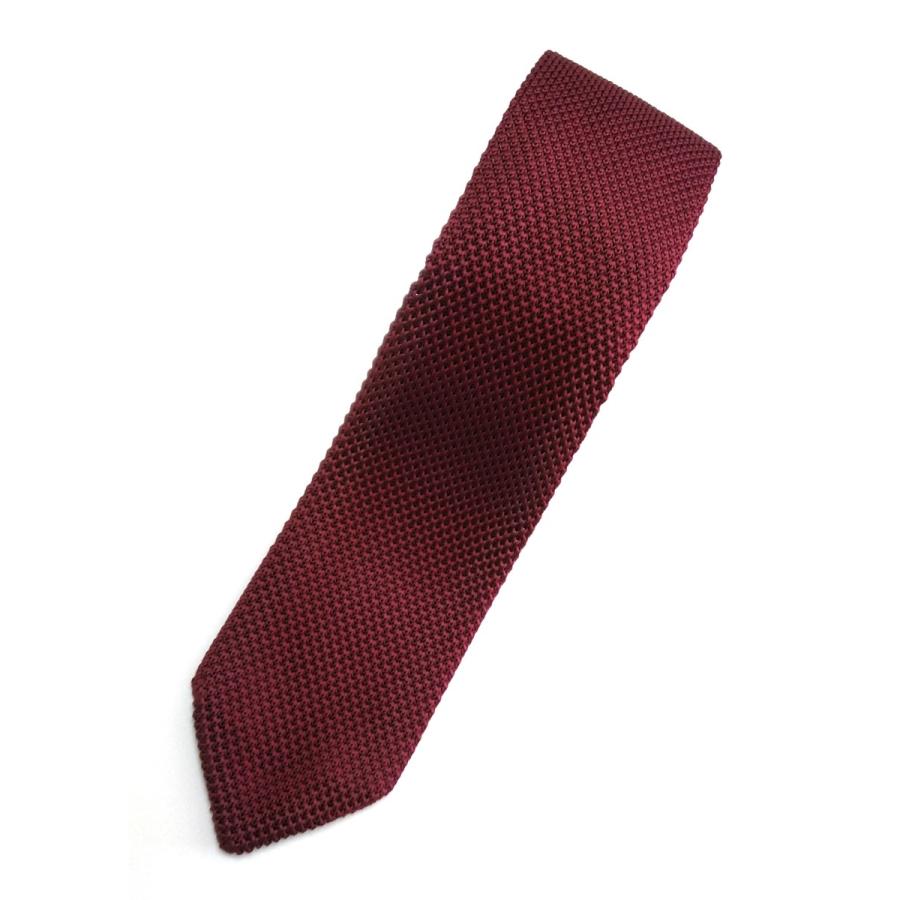 ニットタイ ワインレッド（えんじ色）無地 剣先有り ビジネス