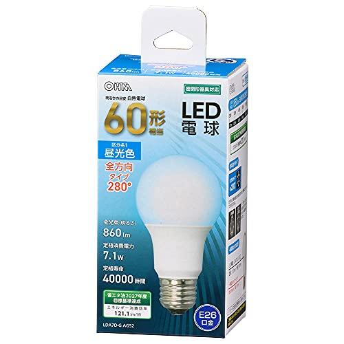 オーム電機 LED電球 E26 60形相当 昼光色 LDA7D-G AG52 06-4459 OHM | 