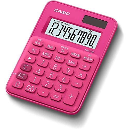 カシオ カラフル電卓 ビビッドピンク 10桁 ミニミニジャストタイプ MW