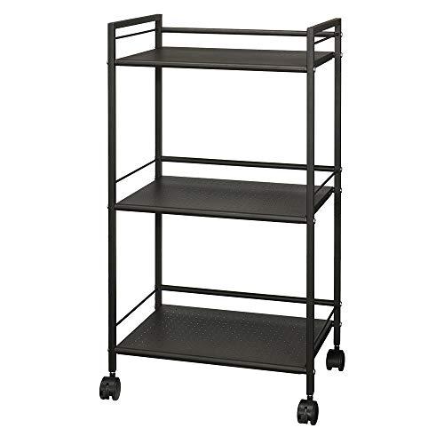 ドウシシャ パンチングラック 3段 キャスター付き 収納ワゴン ブラウン