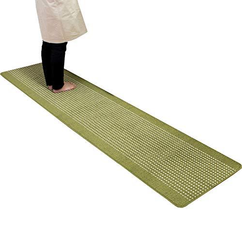 オカ 優踏生 洗いやすいキッチンマット グリーン 約60cm×252cm (洗える システムキッチン 日本製 252 60 滑り止め) | 