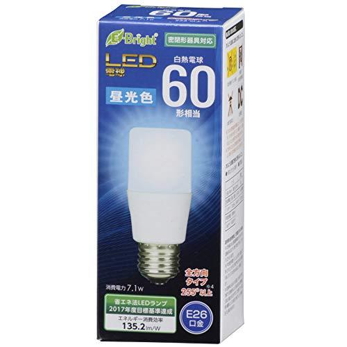 オーム(OHM) オーム電機 LED電球 T形（60形相当/960lm/昼光色/E26/全方向配光255°/密閉形器具対応） LDT7D-G A | 