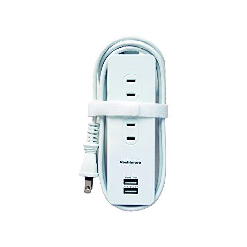 カシムラ 国内・海外両用電源タップ AC4P USB2P 3A WH 1.2m NWM-6 ホワイト | 