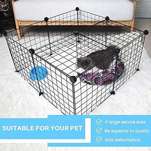 ペットフェンス 脱走防止 ペットサークル 小型犬 猫 小動物 ウサギ 室内 フェンス レイアウト自由 35cm 35cm鉄製