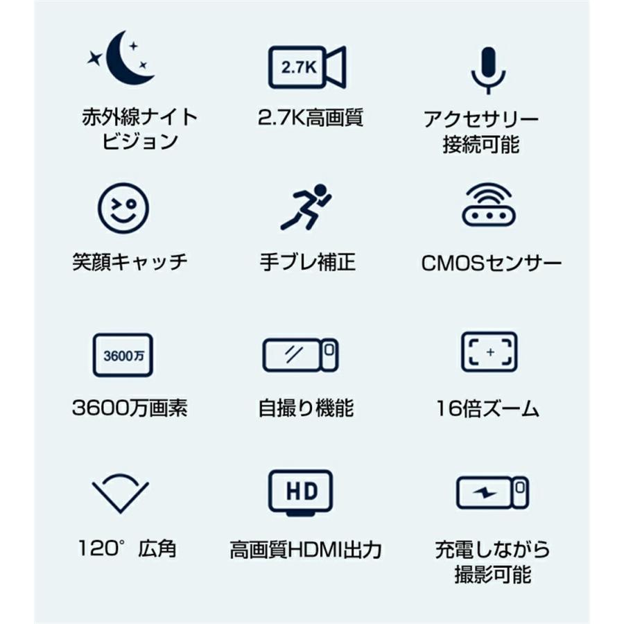 ビデオカメラ 2.7K 3600万画素 32GBカード付き Wifi機能 撮影 ビデオカメラ 2.7K 3600万画素 32GBカード付き Wifi機能 撮影