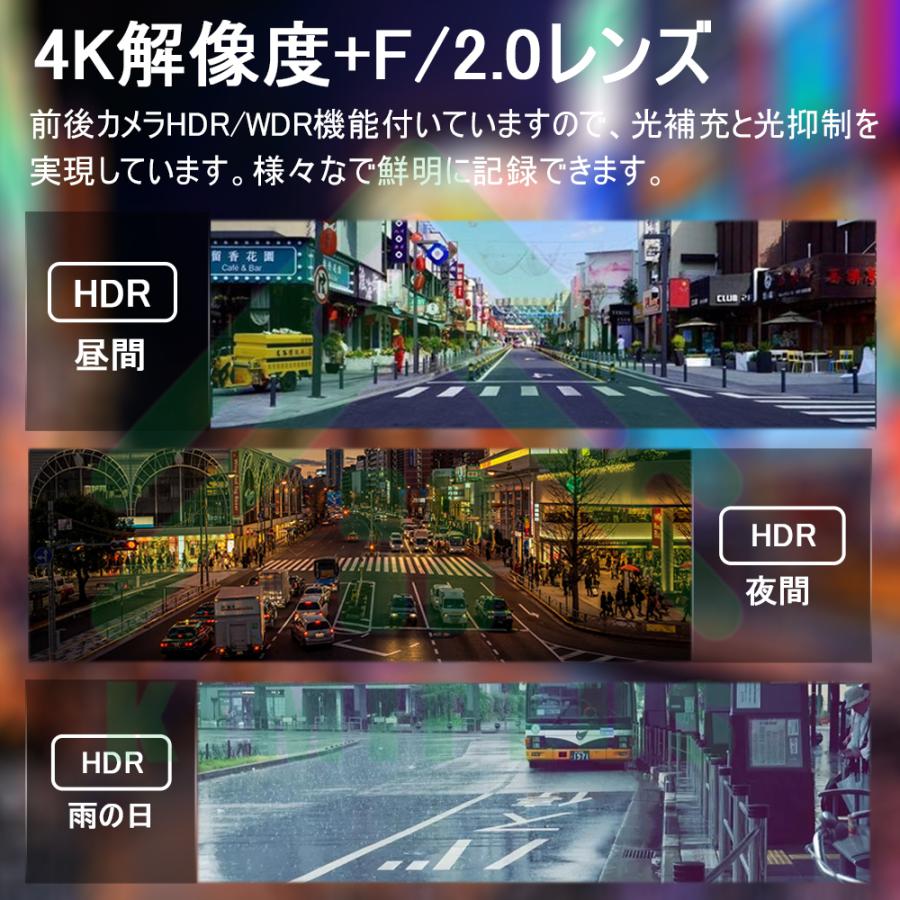 ドライブレコーダー 日本製 SONYセンサー ミラー 前後 2カメラ 12