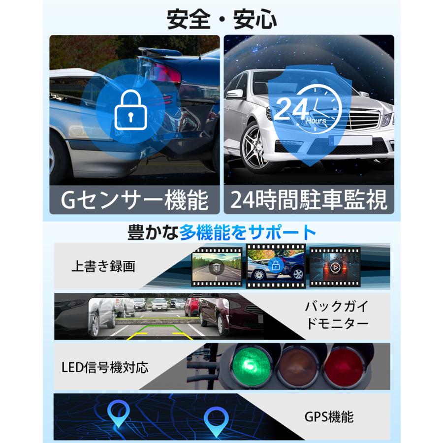 ドライブレコーダー ミラー型 4K画質王 GPS追跡 前後 2カメラ 4K