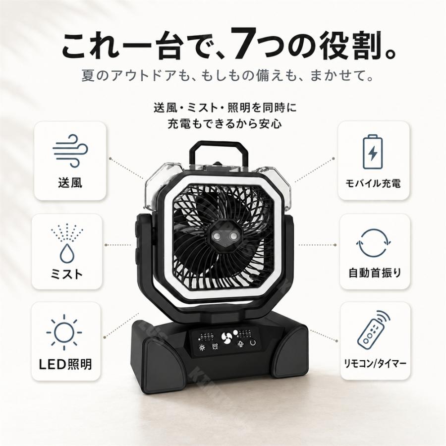 アウトドア 扇風機 ミストファン 充電式 コードレス 20000mAh キャンプ