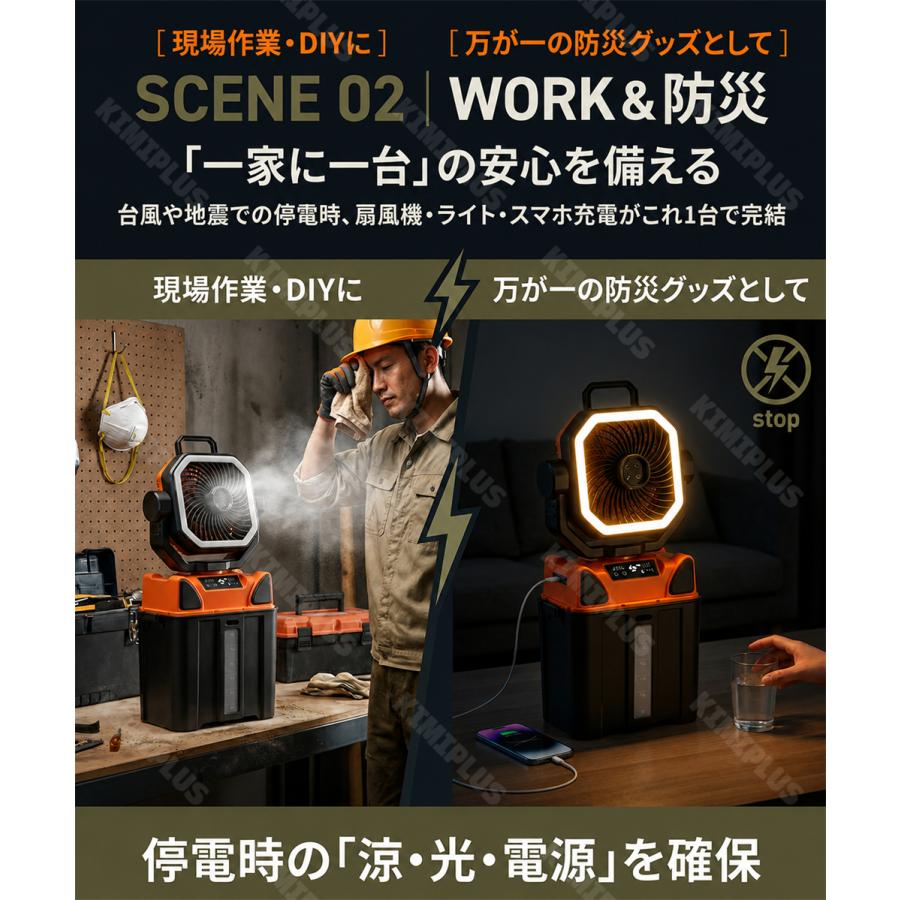 ミストファン キャンプ 扇風機 自動首振り 噴霧 アウトドア 冷風機