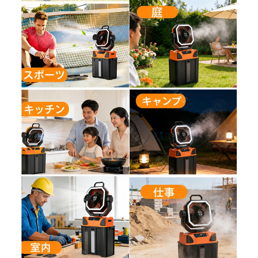 ミストファン キャンプ 扇風機 自動首振り 噴霧 アウトドア 冷風機