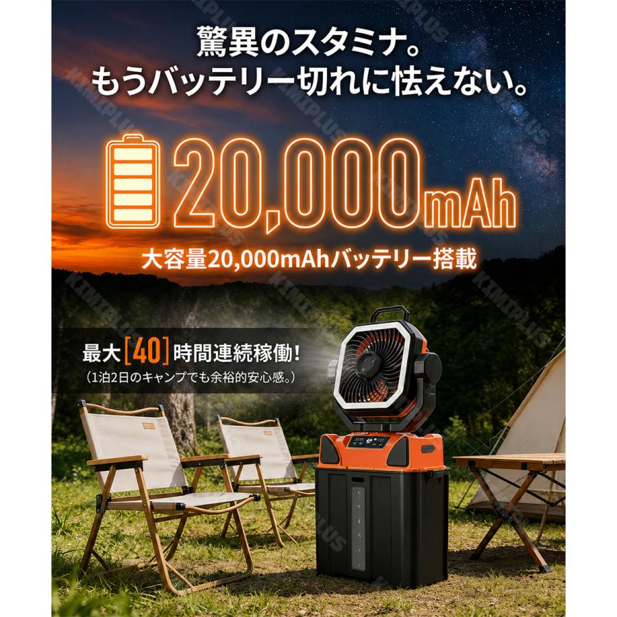 ミストファン キャンプ 扇風機 自動首振り 噴霧 アウトドア 冷風機