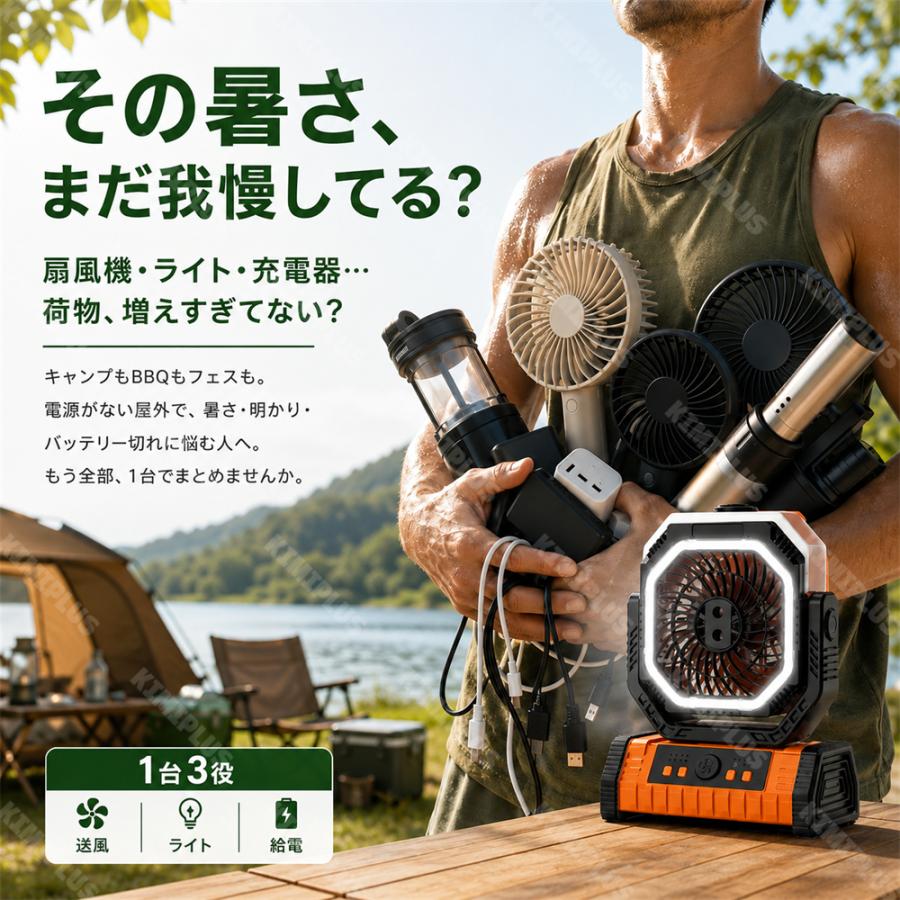ミストファン キャンプ 扇風機 噴霧 22000mAh大容量 アウトドア 自動首