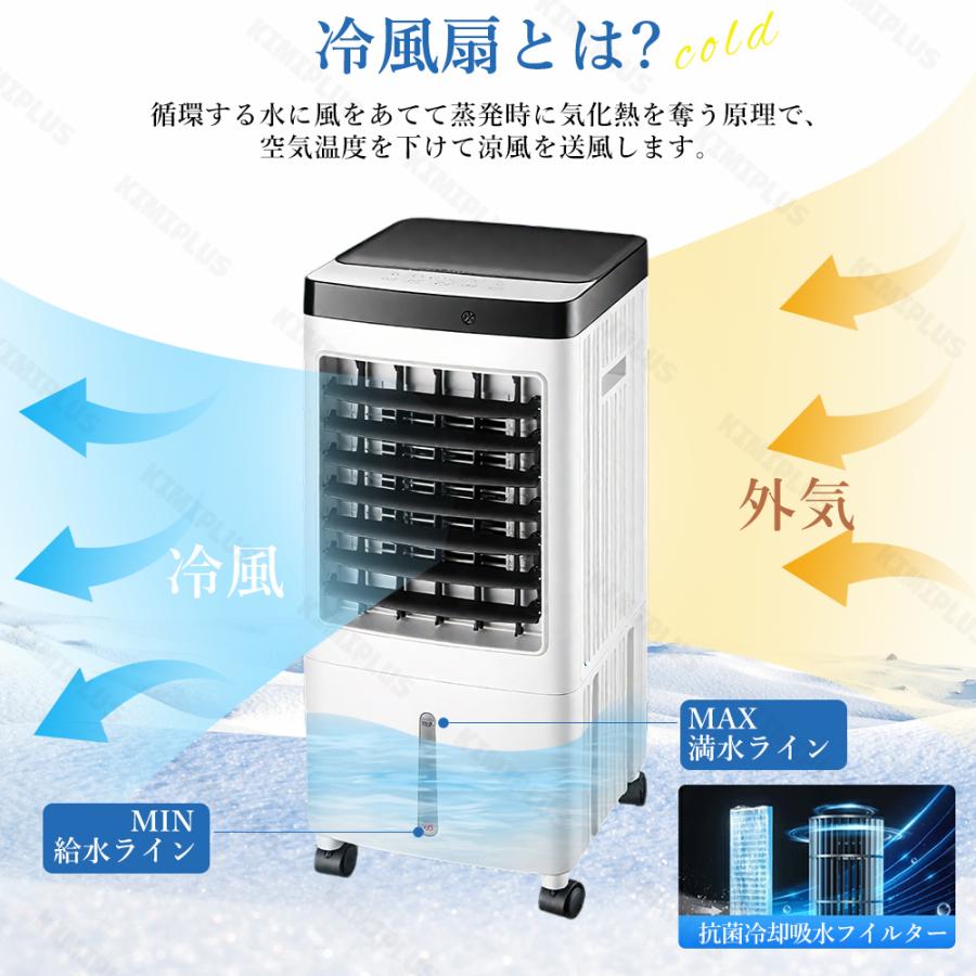 冷風扇 冷風機 クーラー 扇風機 一台四役 3段階風量 保冷剤5個付 強力冷風 羽根なし 左右120°自動首振り 空気清浄 節電 リモコン付き イオン除菌 3モード 静音 |  | 02