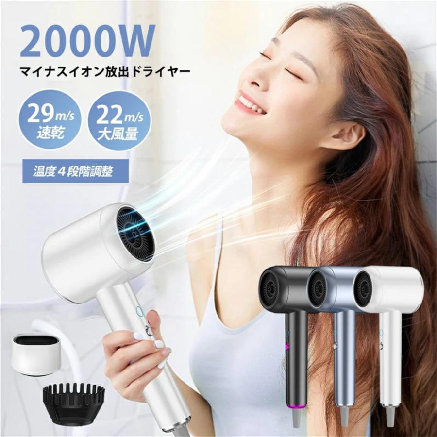 ドライヤー 大風量 速乾 超軽量 4段階風速 ヘアドライヤー 冷熱風 22M/S 温度調整 低騒音 高速ドライヤー ギフト 高級 おしゃれ ギフト スピーディー イオン | 