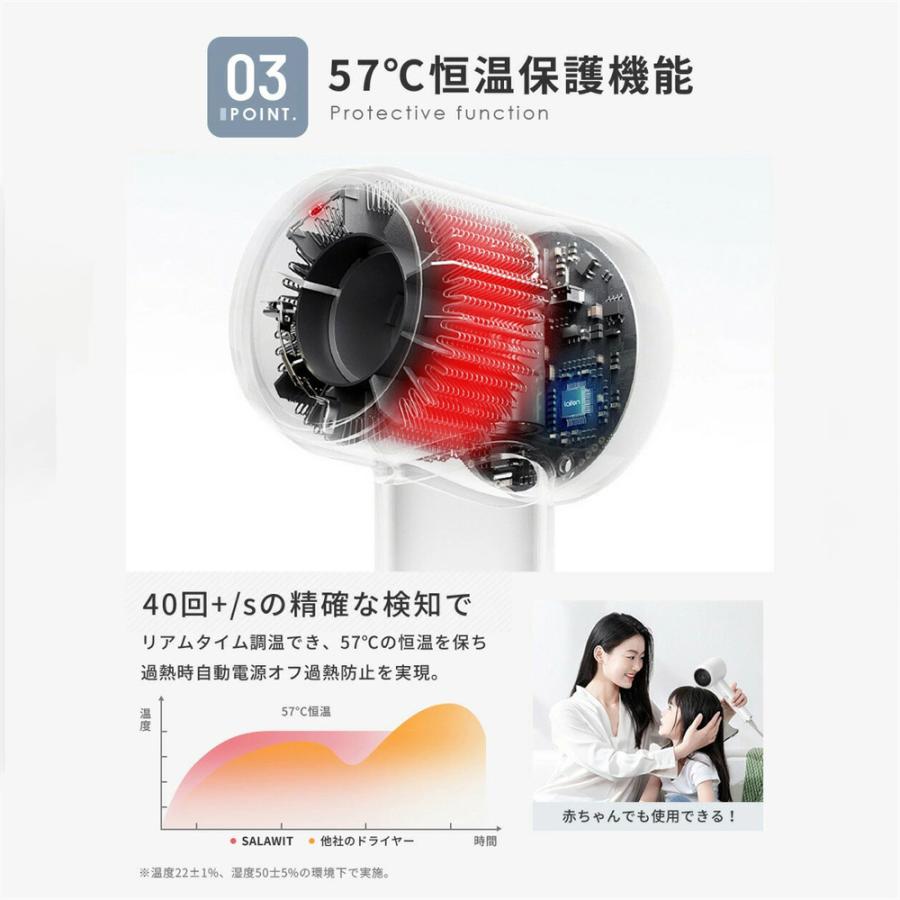 ドライヤー 大風量 速乾 超軽量 4段階風速 ヘアドライヤー 冷熱風 22M/S 温度調整 低騒音 高速ドライヤー ギフト 高級 おしゃれ ギフト スピーディー イオン |  | 10