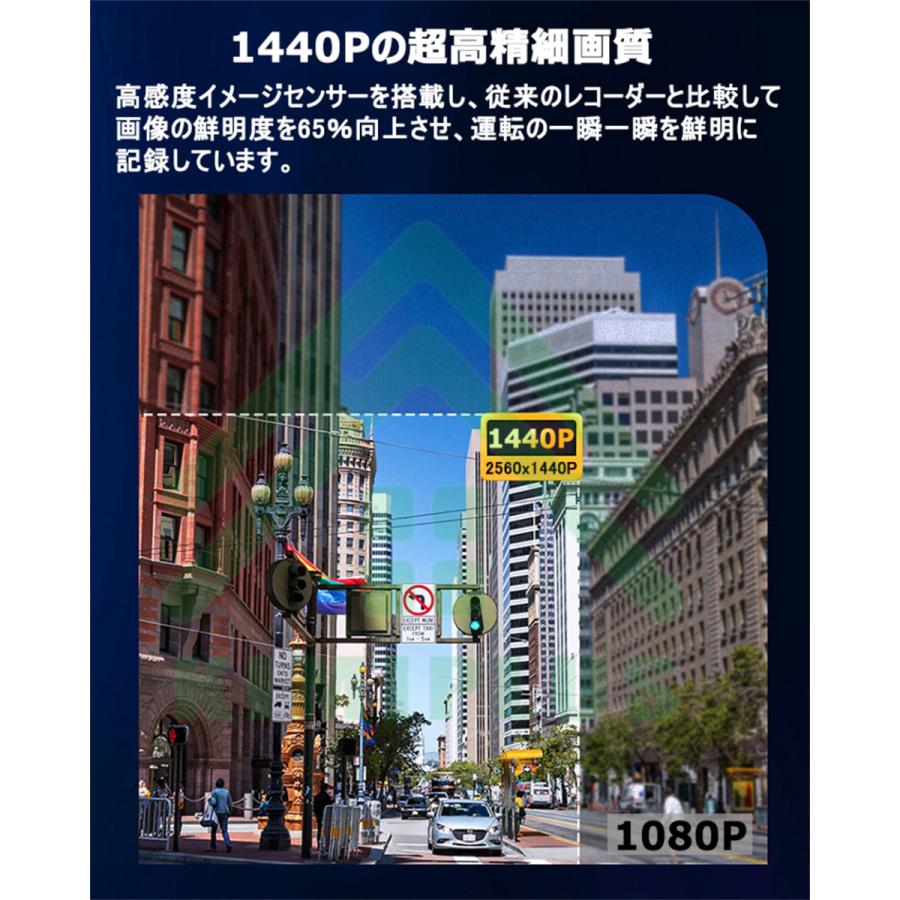 ドライブレコーダー 前後 2カメラ フルHD高画質 2K 1440P 500万画素