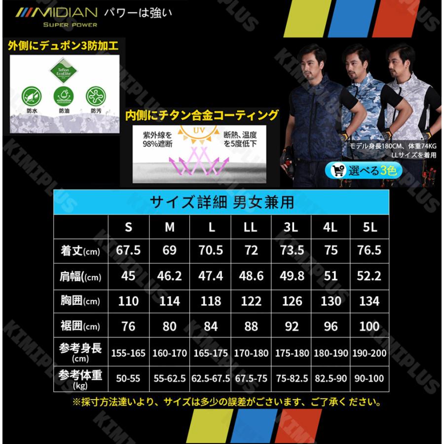空調作業服 ファン付 べスト 冷却器付 作業服 空調ウェア 32V 20000mAh