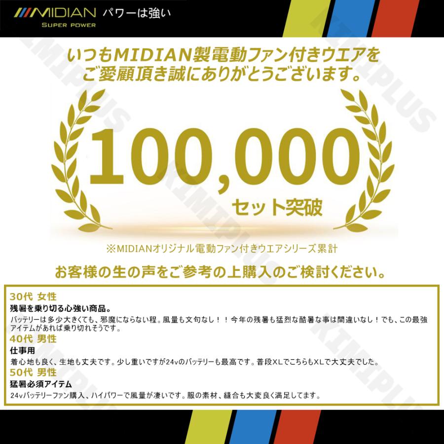 MIDIAN 空調作業服 ファン 20000mAhバッテリー セット 30V出力 熱中症対策 半袖 ブルゾン 綿 新型空調作業着 屋外作業 日本語説明書付き |  | 02