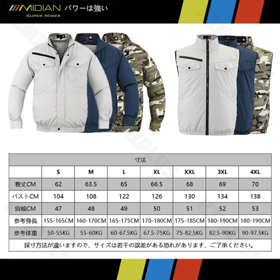 MIDIAN 空調作業服 17V/19V/24V/30V 25000mAh 大容量 扇風 作業