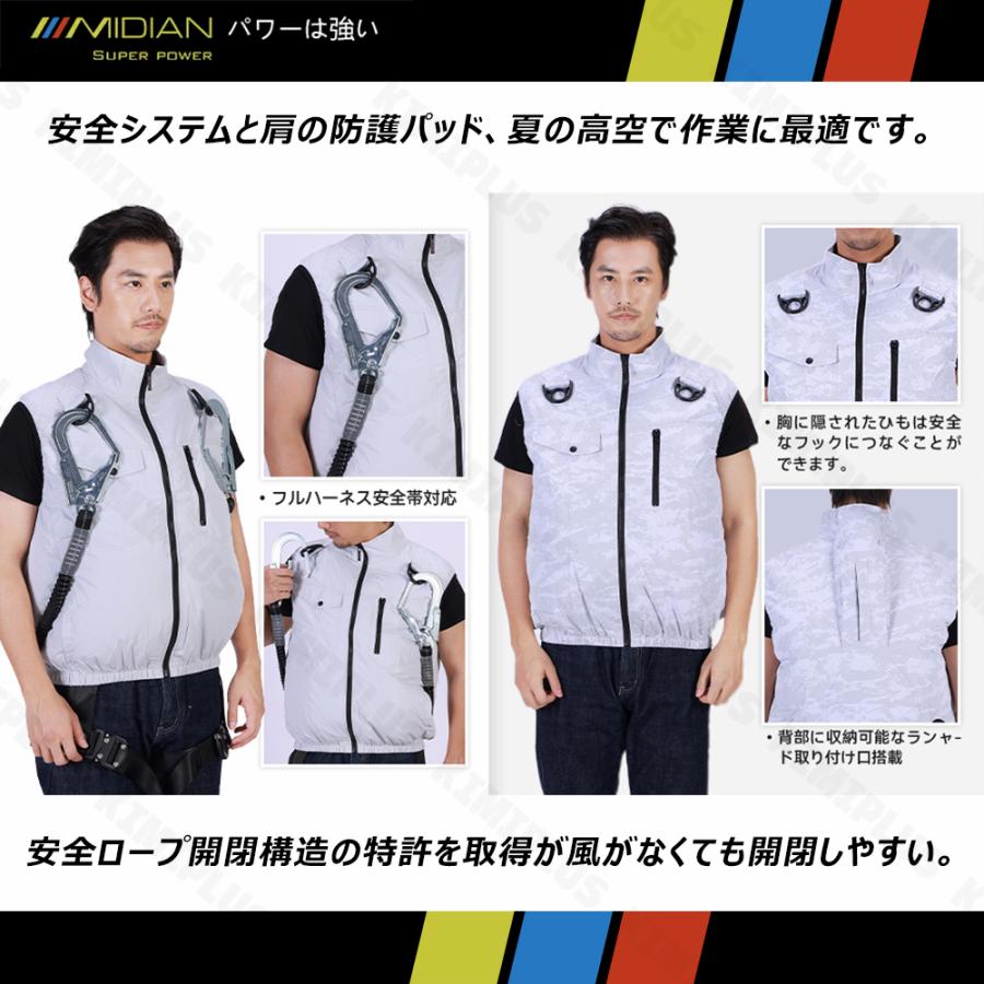 MIDIAN 空調作業服 19/24V/30V 20000大容量 バッテリー別売 9枚羽根