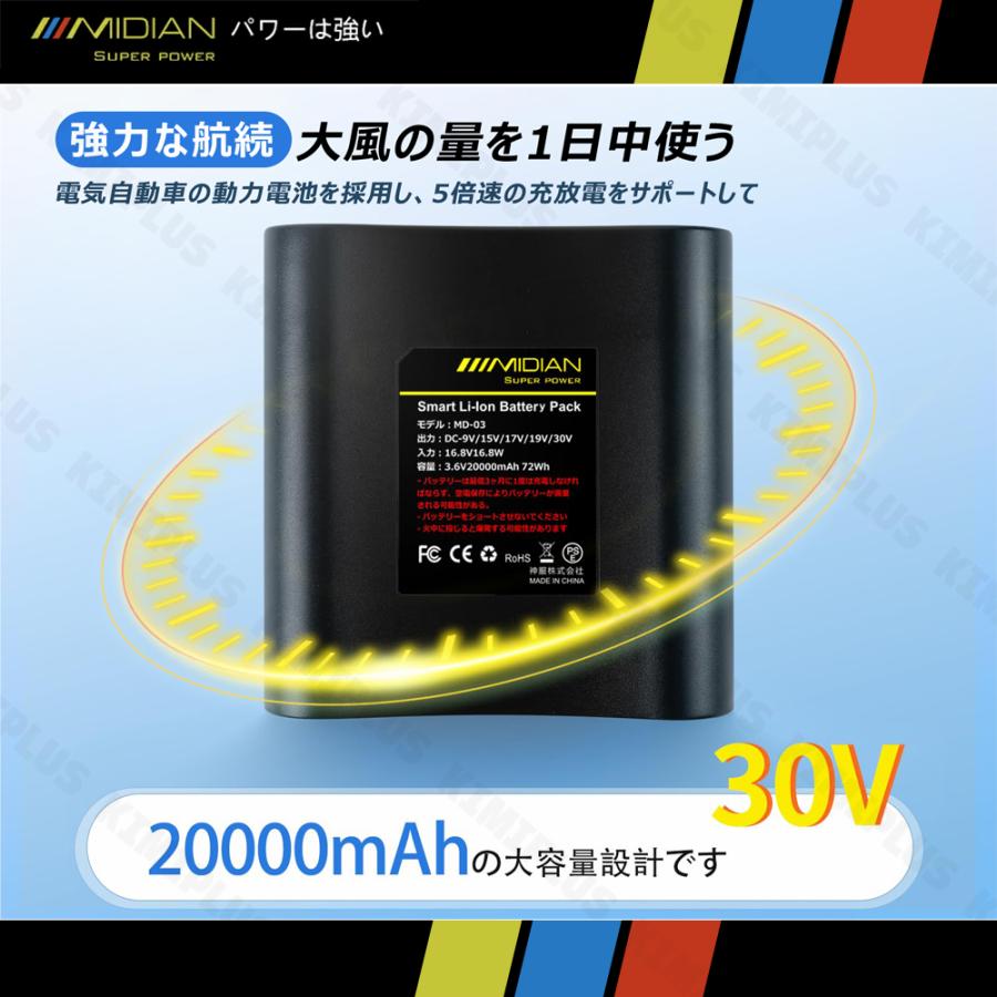 MIDIAN 空調作業服 19/24V/30V 20000大容量 バッテリー別売 9枚羽根
