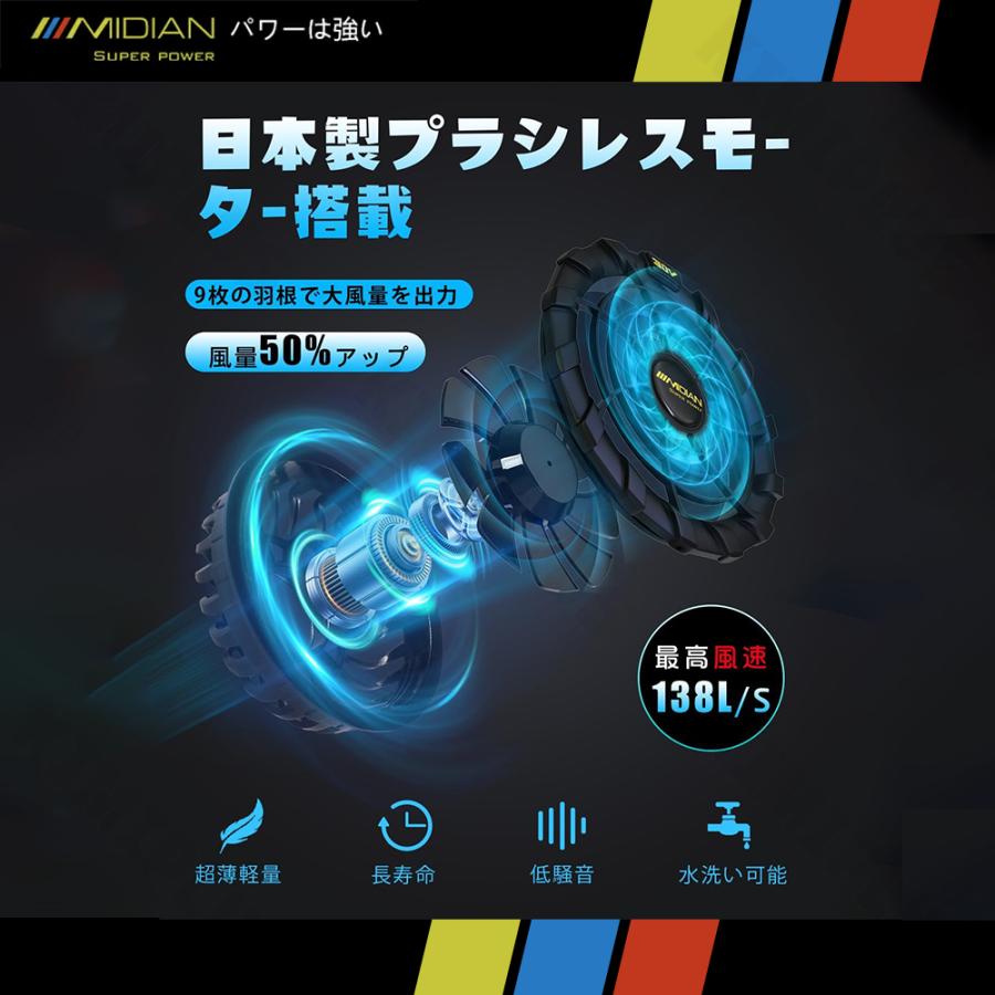 冷風機搭載】 MIDIAN 空調作業服 30V 空調ベスト ファン付きベスト