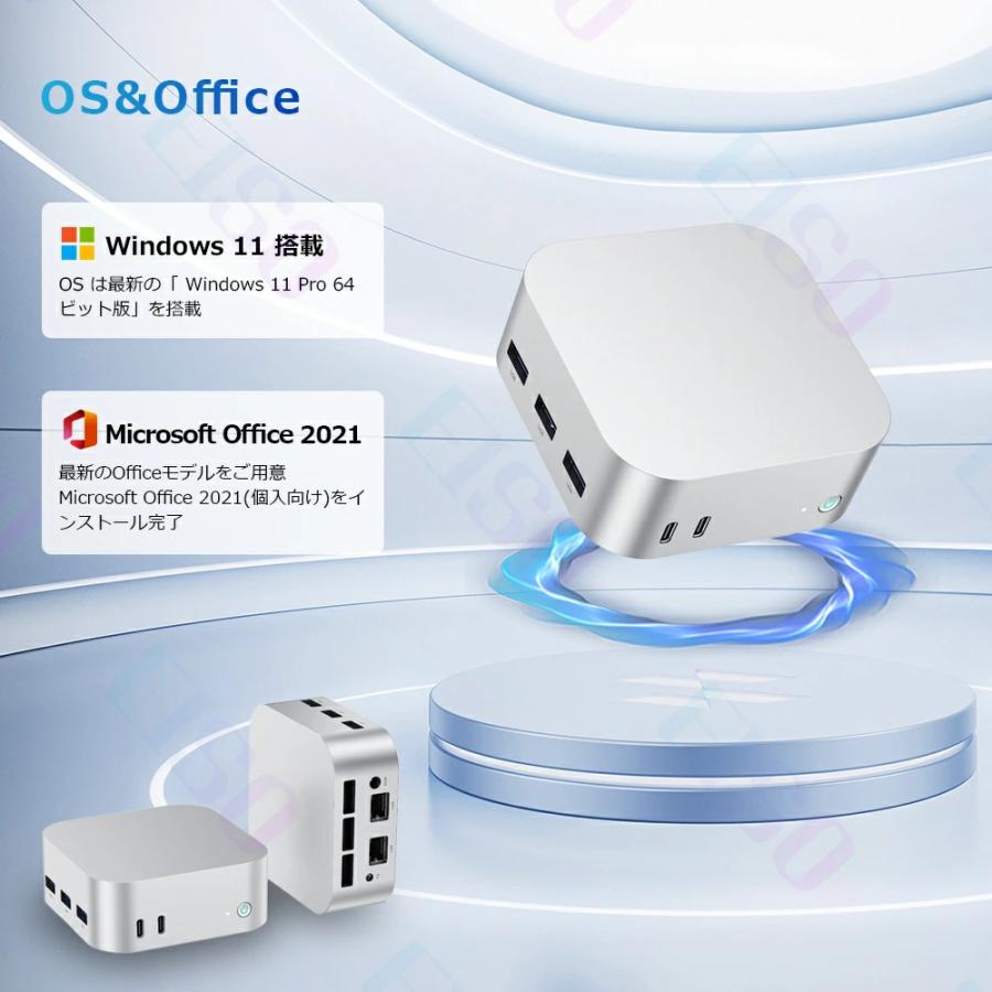 ミニPC mini pc パソコン windows11 14代高性能CPU intel N150 最大3.6GHz 4KHD 60Hz 3画面出力 DDR5 12GB 4800MHz/s 高速SSD 256GB~2048GB WiFi5 Bluetooth5.2の画像