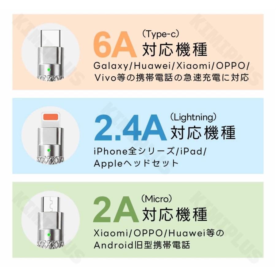 iPhone 充電ケーブル 3in1 lightningケーブル タイプc mfi認証 1.2m iPhone13 type-c l型 シリコンケーブル アンドロイド 急速 充電器 iPad 耐久性 2本セット |  | 06