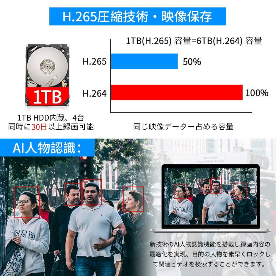 Hiseeu 防犯カメラ 屋外 セット 電源不要 監視カメラ 電源不要 家庭用