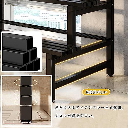 Glynislife プランターラック フラワースタンド 屋外 植木鉢ラック 吊り鉢 吊り下げ ウォールナット 園芸ラック 花置き棚 アイアン ガーデンラック 錆びない 2段 フラワースタンド