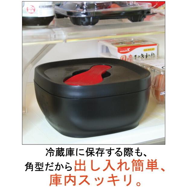 【MORII 炭器 日本製】炊飯器保温より節電 おひつ3合 保存 ほっこり 電子レンジ 容器 竹炭入プラスチック しゃもじ付 赤KY-7106 黒KY7106-7 ohitsu炭器3合 HERA｜kimochiiikitchen｜12