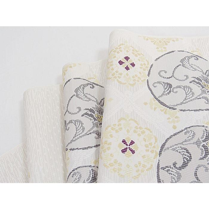 ⭐️美品⭐️京都西陣織　九寸名古屋帯　花織　全通　正絹　証紙付き 京都西陣織「しおみ織物謹製」 細やかな柄行き 金糸織 正絹 九寸 名古屋帯