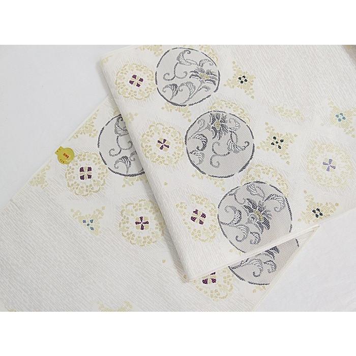 新品】西陣829 木原織物謹製／織九寸名古屋帯／変わり織菱取りに丸文