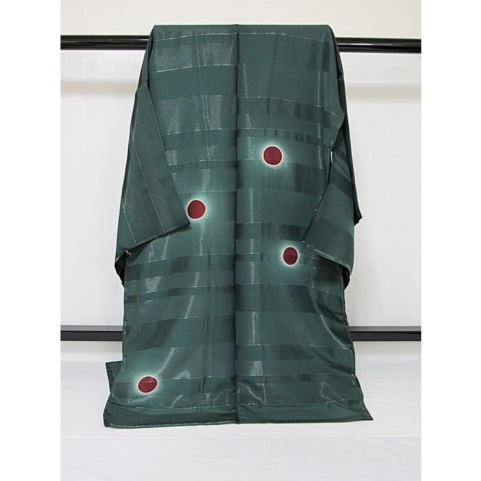 【新品】仮エバ コート 高級横段銀糸通し生地 引き染め／別注 蛍暈かし★とくさ色／フルオーダー(お仕立付き)の画像