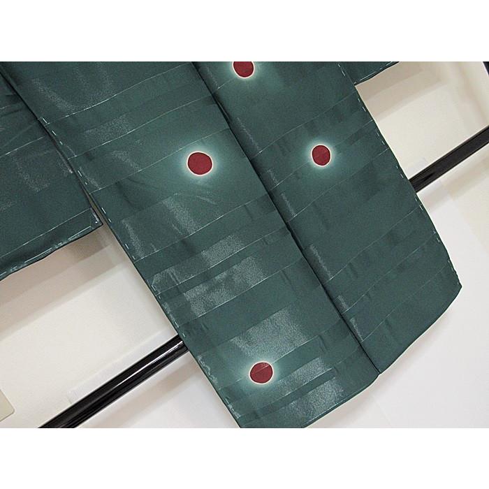 【新品】仮エバ コート 高級横段銀糸通し生地 引き染め／別注 蛍暈かし★とくさ色／フルオーダー(お仕立付き)の画像