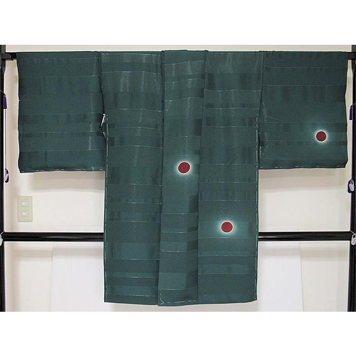 【新品】仮エバ コート 高級横段銀糸通し生地 引き染め／別注 蛍暈かし★とくさ色／フルオーダー(お仕立付き)の画像