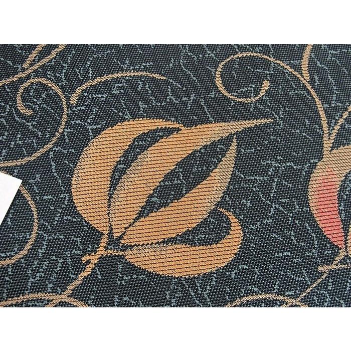 川島織物】織九寸名古屋帯／瓜草文☆黒地／グレーイッシュグリーン