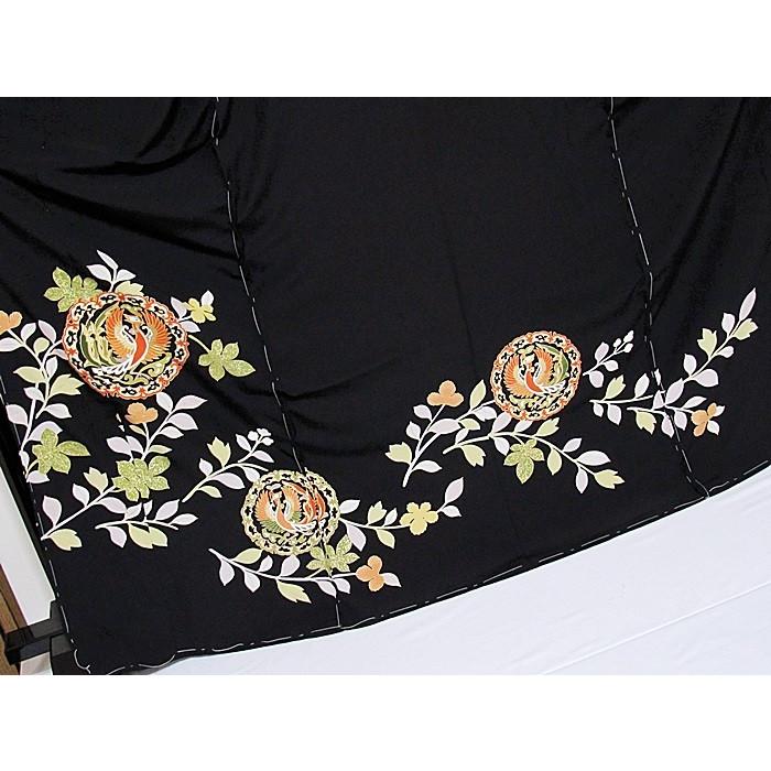 アウトレット 展示品】【黒留袖】正絹 京友禅／刺繍入り／鳳凰／仮絵羽